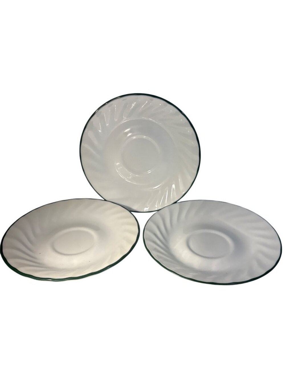 Corelle Saucer Plates Callaway Green Trim White Swirl White Swirl 6" Set of 3